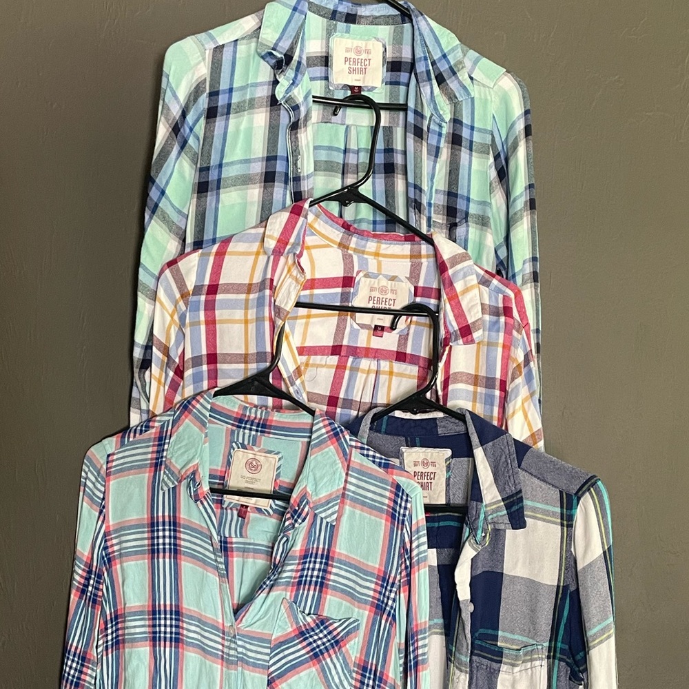 4 long sleeve plaid shirts